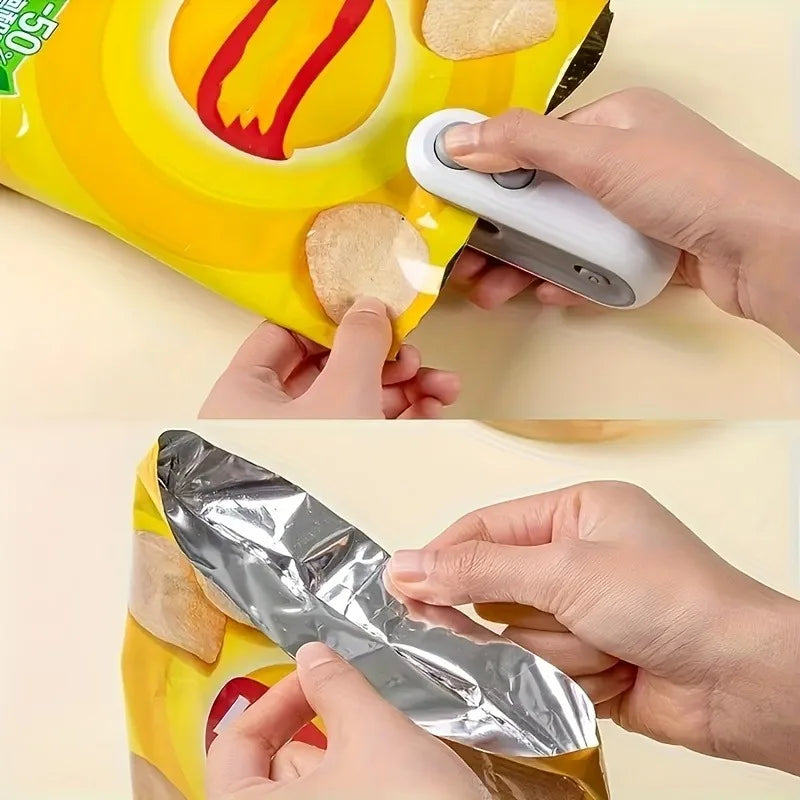 Mini Heat Bag Sealing Machine Multifunction Bag Clip Sealer Rechargeable Plastic Bag Sealer 2 in 1 Food Bag Hot Sealing Machine