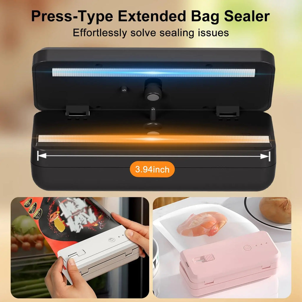 Portable Sealing Machine Rechargeable Bag Sealer Cutter for Resealing Chip Snacks Kitchen Food Camping Heat Seal Storage Packing