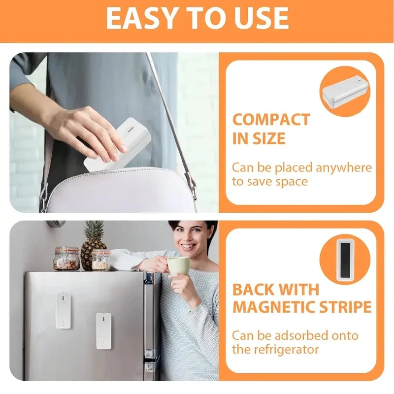 Portable Sealing Machine Rechargeable Bag Sealer Cutter for Resealing Chip Snacks Kitchen Food Camping Heat Seal Storage Packing